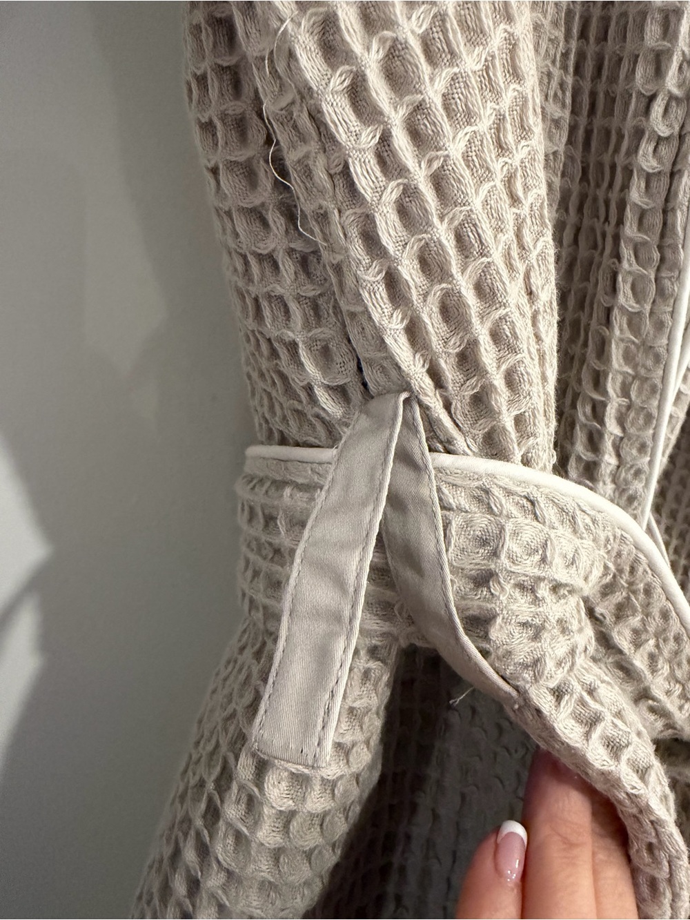 Waffle-Knit Open Front Coatigan in Beige - Women’s Cape Jacket - Picture 7 of 8